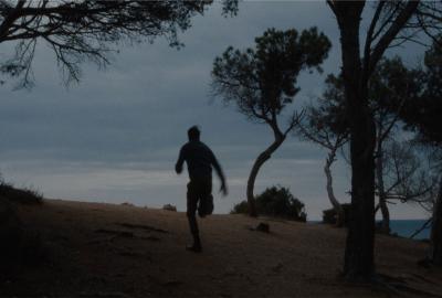 A man runs away