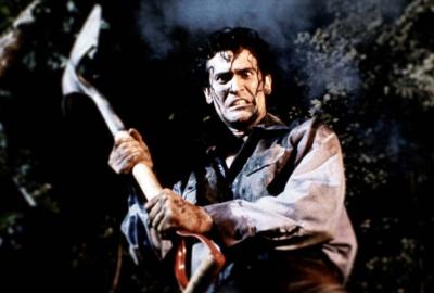 Evil Dead II Ash holds a shovel 