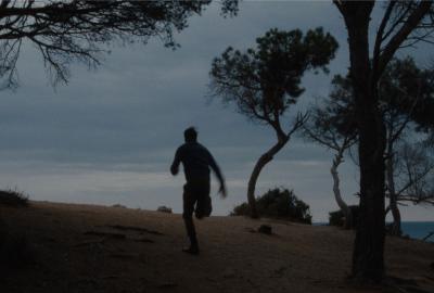 A man runs