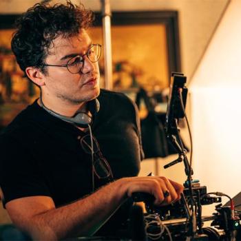 J. Zachary Thurman on set of IT HELPS