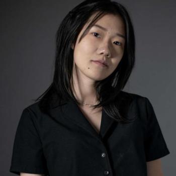 A girl wearing a black shirt